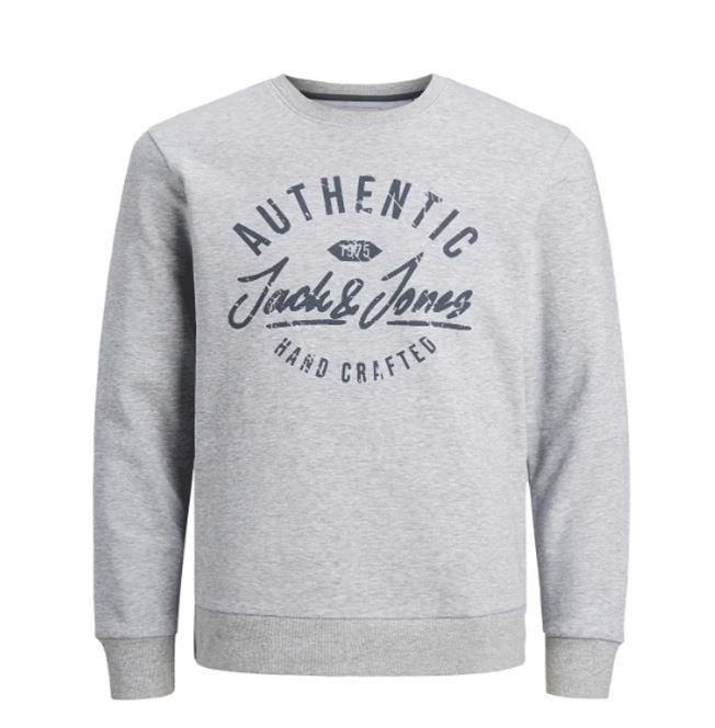 JACK & JONES JJHERO Sweatshirt Grey, Men's Casual Crew Neck