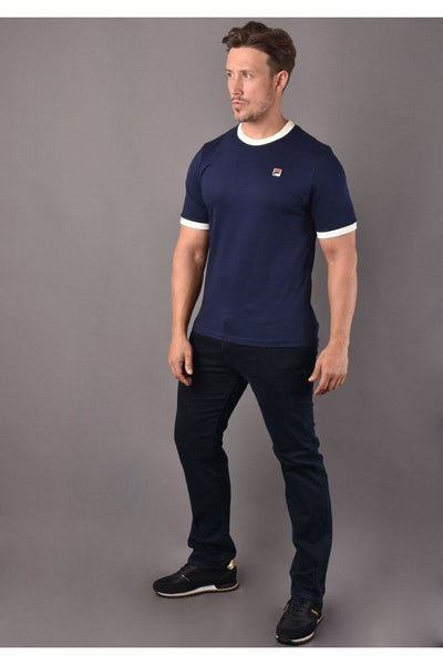 FILA Marconi Tee Navy/Cream Men's Retro Casual Sports T-Shirt