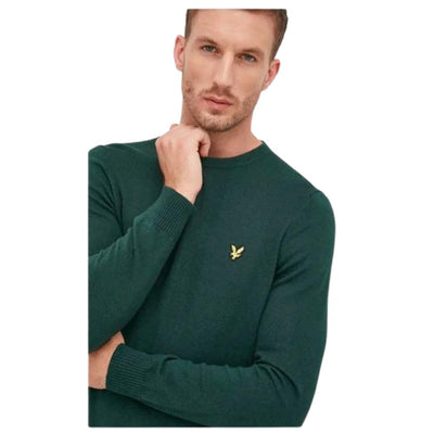 LYLE & SCOTT Men's Merino Crew Jumper Green Wool Knit Sweater Pullover