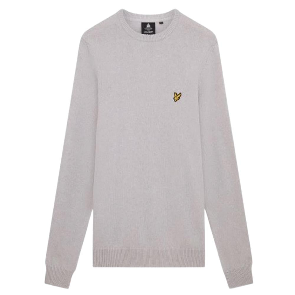 LYLE & SCOTT Men's Crew Jumper L Grey Marl Knit Sweater Classic Pullover Top