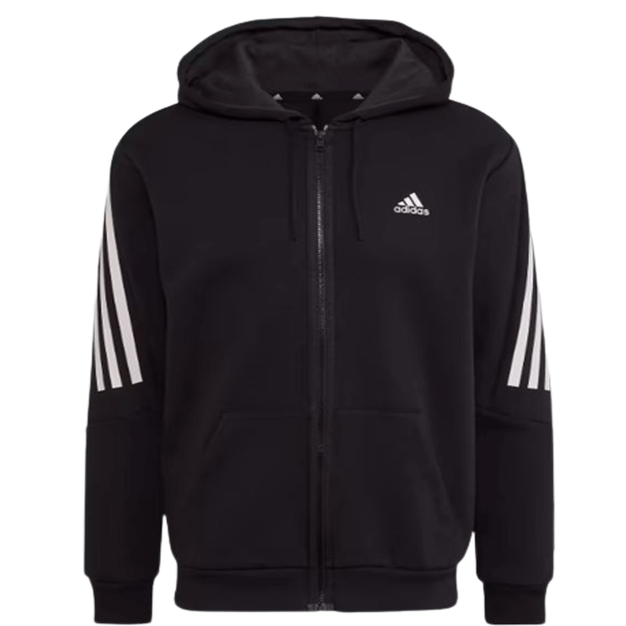 Adidas 3 STRIPE FULL ZIP HOOD BLACK