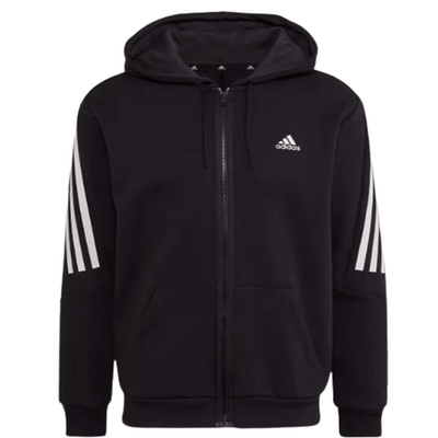 Adidas 3 STRIPE FULL ZIP HOOD BLACK