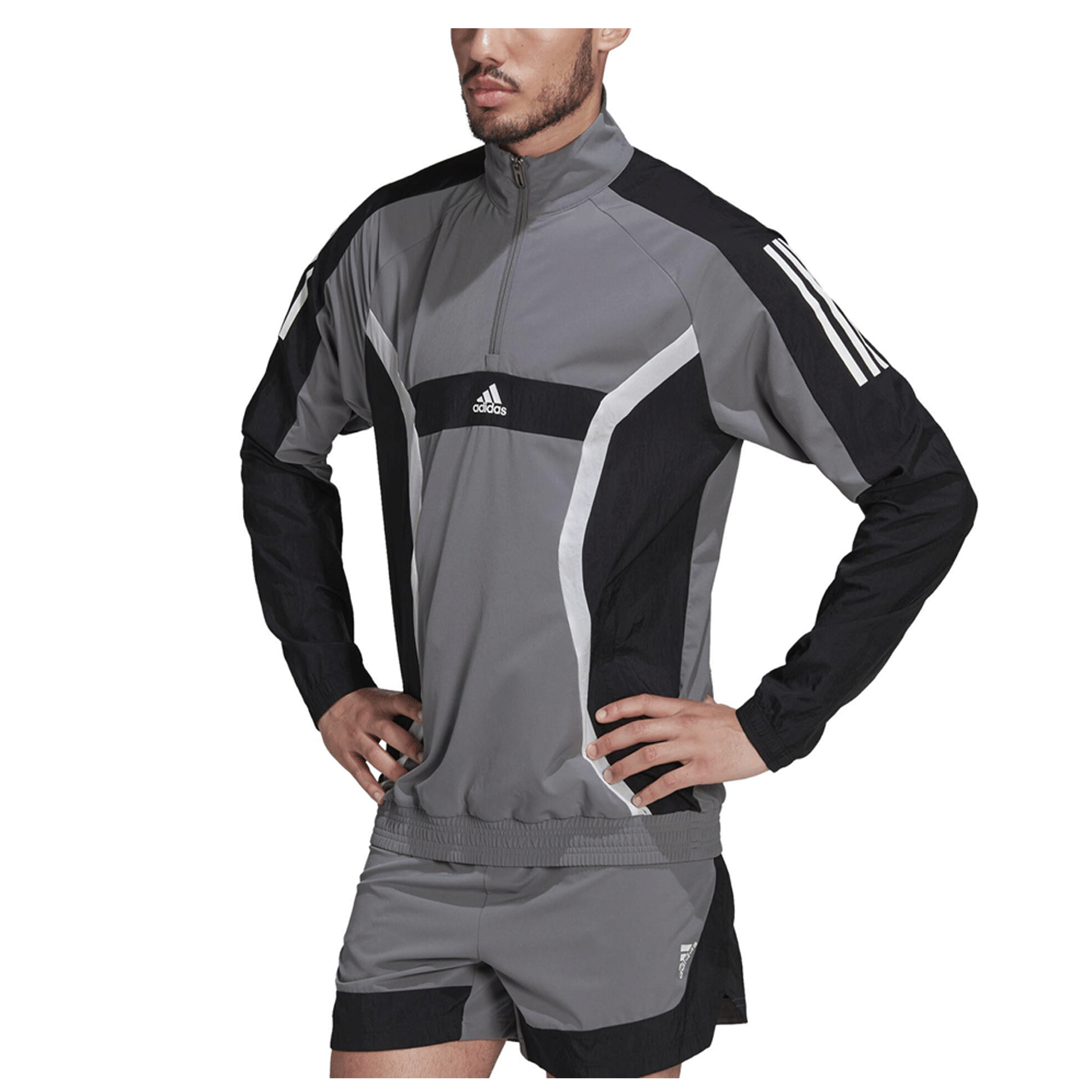 Adidas 1/4 ZIP TRAINING TOP GREY/BLK/WHI