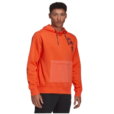 ADIDAS Men's Hoodie Orange Comfortable Casual Sportswear Sweatshirt