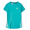 Adidas Kids GR 3 Stripe Tee Aqua/White, Boys/Girls T-Shirt