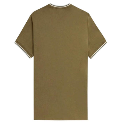 Fred Perry Twin Tipped Tee Green Cotton Men's T-Shirt - Classic Fit Top