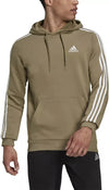 ADIDAS 3 STRIPE FLEECE OH HOODIE GREEN