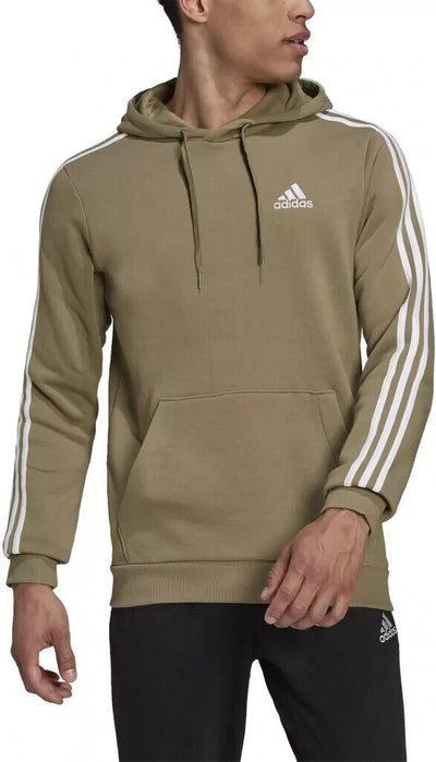 ADIDAS 3 STRIPE FLEECE OH HOODIE GREEN