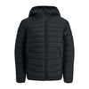 Jack & Jones Jacket Quilted Puffer Jacket Hoodie Zip Padded Jacket Black - MRGOUTLETS