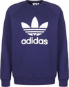 Adidas Mens Jumper Trefoil Sweatshirt Navy Pullover Gym Jumper Casual Sweat Top