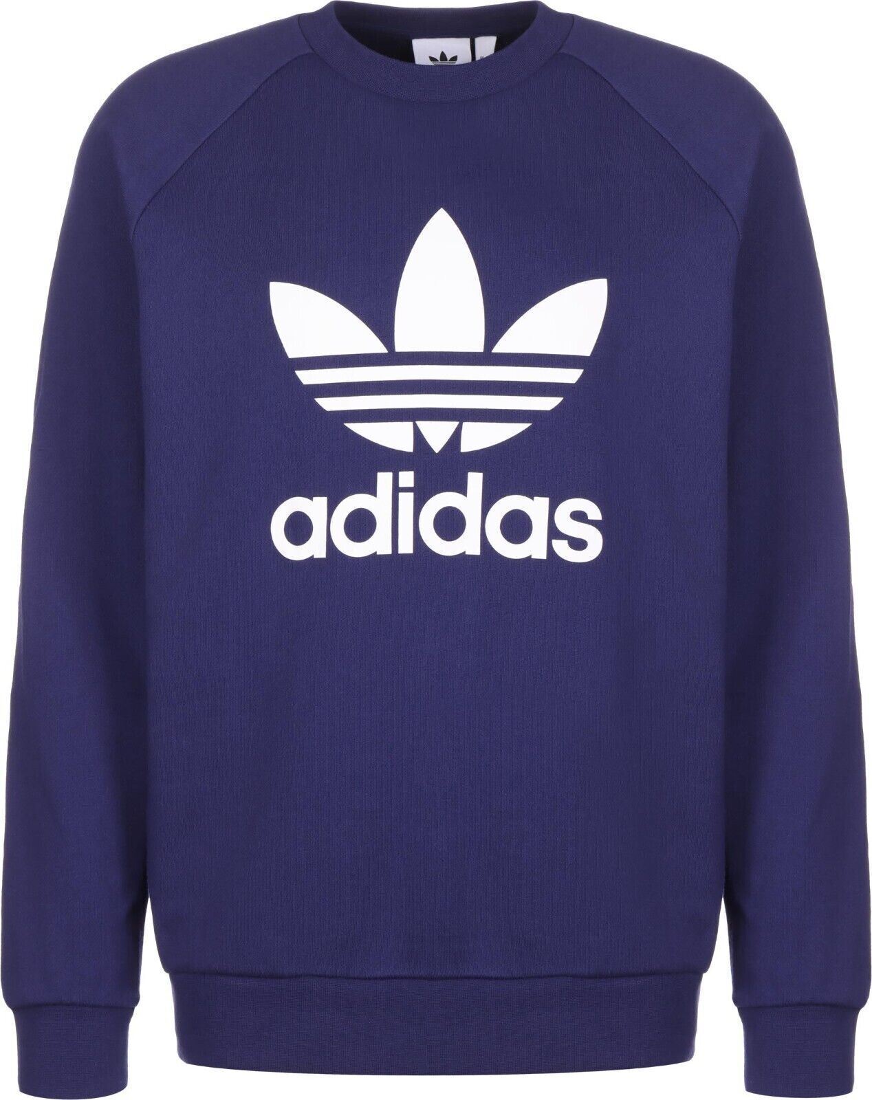 Adidas Mens Jumper Trefoil Sweatshirt Navy Pullover Gym Jumper Casual Sweat Top