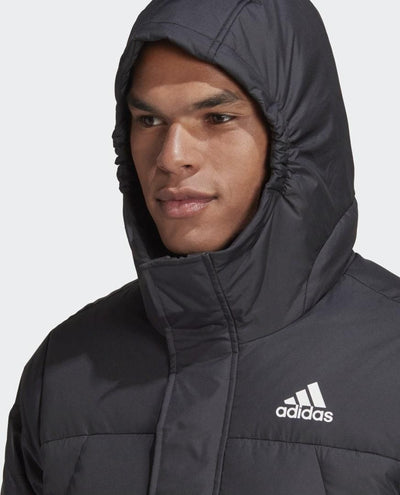 Adidas Long Coat Mens Black Long Down Parka Coat Full Zip Hooded Hiking Coat - MRGOUTLETS