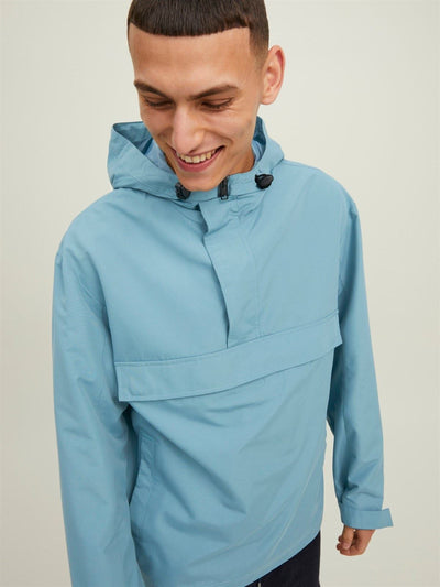 Jack Jones Mens Jacket Anorak Pullover Jacket Teal Casual Drawcord Jacket - MRGOUTLETS