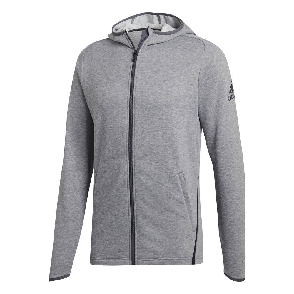 Adidas Mens Hoodie Sports Freelift Hoody Full Zip Running Top Grey Size XS 2XL