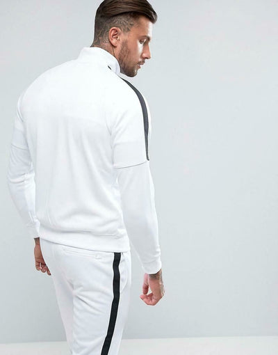 Nike Jacket White Mens Tribute Track Top Full Zip Jacket White Gym Running Top - MRGOUTLETS