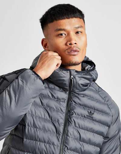 Adidas Jacket Mens Padded Jacket Coat Full Zip Dark Grey/Black Winter Jacket - MRGOUTLETS