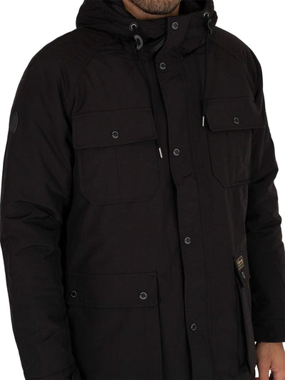 Superdry Mountain Padded Men's Parka Jacket Black Hooded Jacket - MRGOUTLETS
