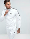 Nike Jacket White Mens Tribute Track Top Full Zip Jacket White Gym Running Top - MRGOUTLETS