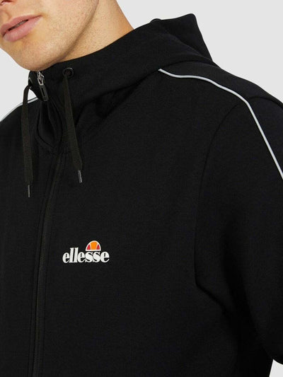 Ellesse Mens Hoodie Full Zip Tracksuit Top Ornari Black Hoody Hood Black Cotton - MRGOUTLETS