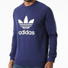 Adidas Mens Jumper Trefoil Sweatshirt Navy Pullover Gym Jumper Casual Sweat Top