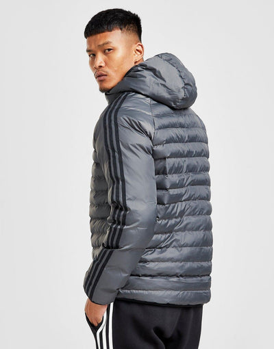 Adidas Jacket Mens Padded Jacket Coat Full Zip Dark Grey/Black Winter Jacket - MRGOUTLETS