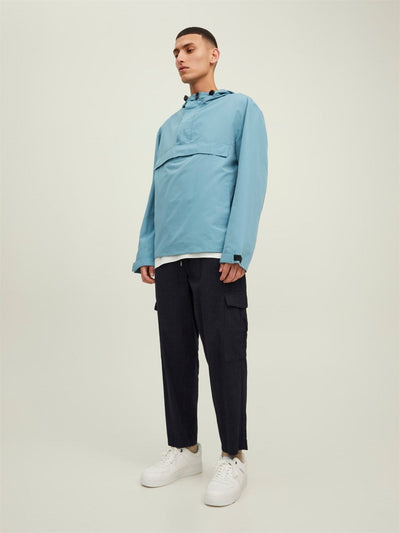 Jack Jones Mens Jacket Anorak Pullover Jacket Teal Casual Drawcord Jacket - MRGOUTLETS