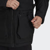 Adidas Mens Jacket Coat Polyester Black Winter Jacket Long Sleeve Hooded Coat - MRGOUTLETS