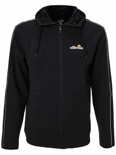Ellesse Mens Hoodie Full Zip Tracksuit Top Ornari Black Hoody Hood Black Cotton - MRGOUTLETS