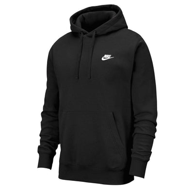 Nike Mens Hoodie Black Gym Pullover Hoodie Club Fleece Hoodie Black Running Top - MRGOUTLETS